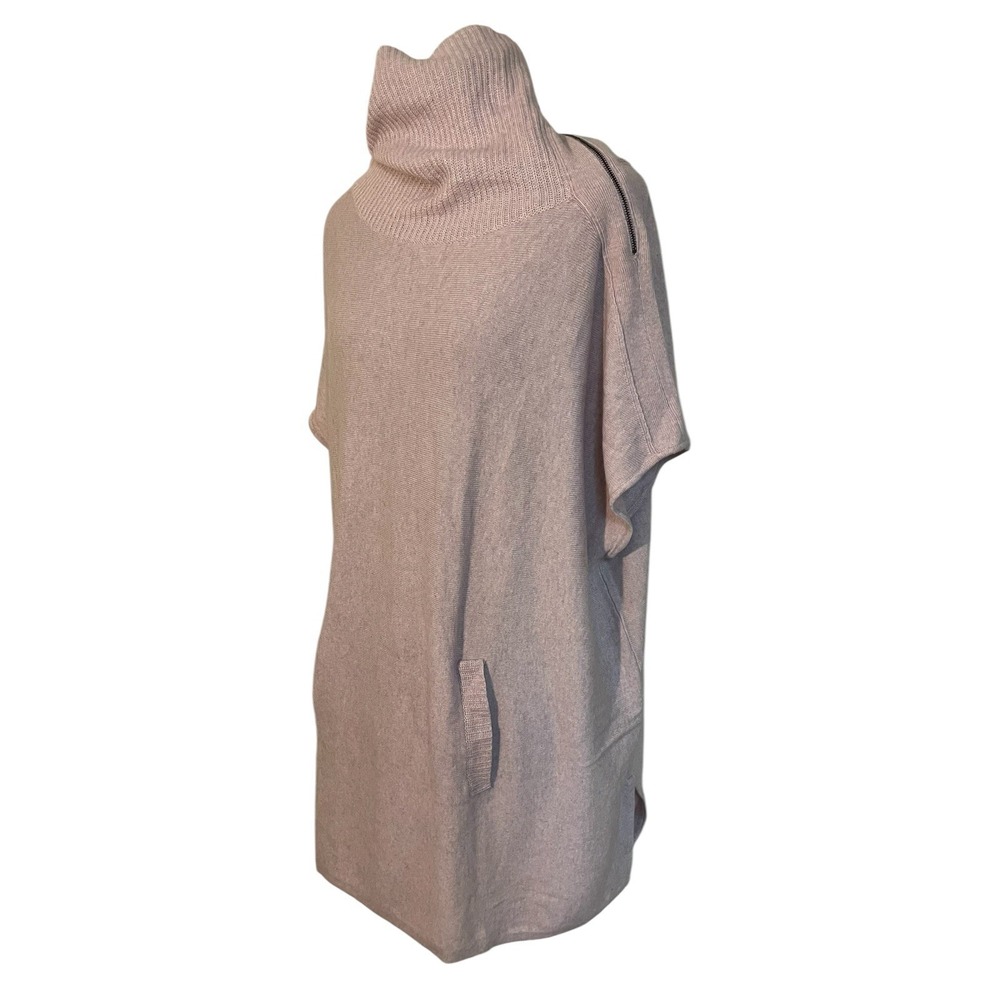J Peterman Pink Cowl Neck Oversized Boxy Sweater Poncho Tunic Dress Pockets‎ XL